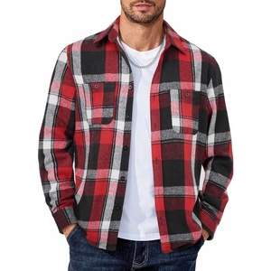 image:imageCOOFANDY Mens Flannel Shirts Long Sleeve Casual Cotton Plaid Button Down Shirt Jacket with PocketsRedblack Plaid