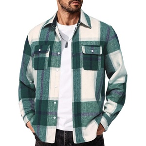 image:imageCOOFANDY Mens Flannel Shirts Long Sleeve Cotton Plaid Shirt Jacket Casual Button Down Shirt with PocketsGreen