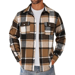 image:imageCOOFANDY Mens Flannel Shirts Long Sleeve Cotton Plaid Shirt Jacket Casual Button Down Shirt with PocketsKhaki