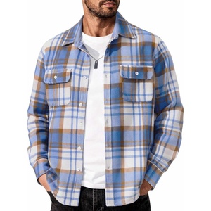 image:imageCOOFANDY Mens Flannel Shirts Long Sleeve Cotton Plaid Shirt Jacket Casual Button Down Shirt with PocketsLight Blue