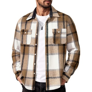 image:imageCOOFANDY Mens Flannel Shirts Long Sleeve Cotton Plaid Shirt Jacket Casual Button Down Shirt with PocketsLight Khaki White