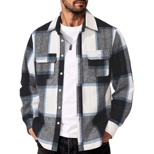 image:imageCOOFANDY Mens Flannel Shirts Long Sleeve Cotton Plaid Shirt Jacket Casual Button Down Shirt with PocketsNavy Blue