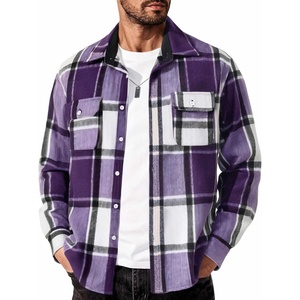 image:imageCOOFANDY Mens Flannel Shirts Long Sleeve Cotton Plaid Shirt Jacket Casual Button Down Shirt with PocketsPurple