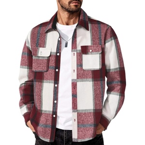 image:imageCOOFANDY Mens Flannel Shirts Long Sleeve Cotton Plaid Shirt Jacket Casual Button Down Shirt with PocketsRed