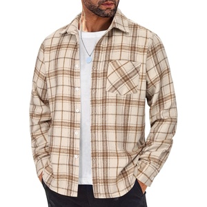 image:imageCOOFANDY Mens Flannel Shirts Long Sleeve Lightweight Plaid Shirt Casual Button Down Shirts JacketLight Brown