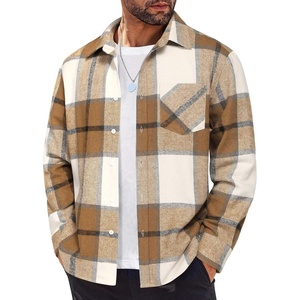 image:imageCOOFANDY Mens Flannel Shirts Long Sleeve Lightweight Plaid Shirt Casual Button Down Shirts JacketLight Khaki