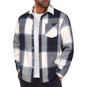 image:imageCOOFANDY Mens Flannel Shirts Long Sleeve Lightweight Plaid Shirt Casual Button Down Shirts JacketNavy Blue