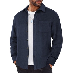 image:imageCOOFANDY Mens Flannel Shirts Long Sleeve Lightweight Plaid Shirt Casual Button Down Shirts JacketNavy Blue Solid