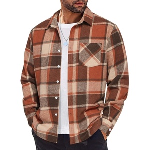 image:imageCOOFANDY Mens Flannel Shirts Long Sleeve Lightweight Plaid Shirt Casual Button Down Shirts JacketOrange Red