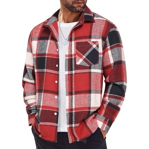 image:imageCOOFANDY Mens Flannel Shirts Long Sleeve Lightweight Plaid Shirt Casual Button Down Shirts JacketRed