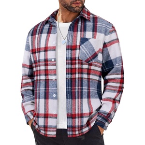 image:imageCOOFANDY Mens Flannel Shirts Long Sleeve Lightweight Plaid Shirt Casual Button Down Shirts JacketRed Blue