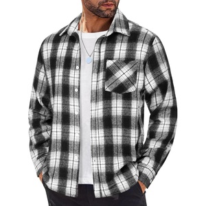 image:imageCOOFANDY Mens Flannel Shirts Long Sleeve Lightweight Plaid Shirt Casual Button Down Shirts JacketWhite Black