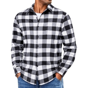 image:imageCOOFANDY Mens Flannel Shirts Long Sleeve Lightweight Plaid Shirt Casual Button Down Shirts with PocketBlack