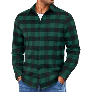 image:imageCOOFANDY Mens Flannel Shirts Long Sleeve Lightweight Plaid Shirt Casual Button Down Shirts with PocketDark Green
