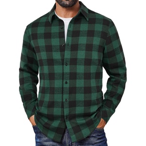 image:imageCOOFANDY Mens Flannel Shirts Long Sleeve Plaid Button Down Shirts Casual Cotton ShirtsGreen Checkered