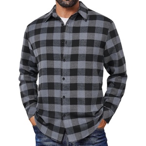 image:imageCOOFANDY Mens Flannel Shirts Long Sleeve Plaid Button Down Shirts Casual Cotton ShirtsGrey Checkered