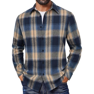 image:imageCOOFANDY Mens Flannel Shirts Long Sleeve Plaid Button Down Shirts Casual Cotton ShirtsKhakiBlue