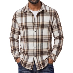 image:imageCOOFANDY Mens Flannel Shirts Long Sleeve Plaid Button Down Shirts Casual Cotton ShirtsLight Khaki