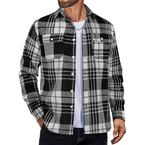 image:imageCOOFANDY Mens Flannel Shirts Long Sleeve Plaid Shirt Jacket Button Down Shirt with PocketsBlack White