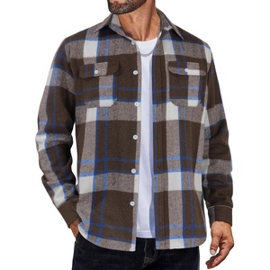 image:imageCOOFANDY Mens Flannel Shirts Long Sleeve Plaid Shirt Jacket Button Down Shirt with PocketsBrown