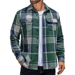 image:imageCOOFANDY Mens Flannel Shirts Long Sleeve Plaid Shirt Jacket Button Down Shirt with PocketsGreen