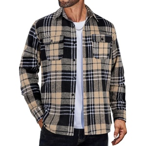 image:imageCOOFANDY Mens Flannel Shirts Long Sleeve Plaid Shirt Jacket Button Down Shirt with PocketsKhaki