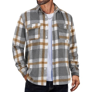 image:imageCOOFANDY Mens Flannel Shirts Long Sleeve Plaid Shirt Jacket Button Down Shirt with PocketsLight Khaki