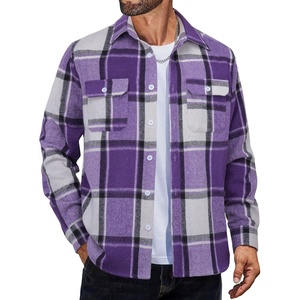 image:imageCOOFANDY Mens Flannel Shirts Long Sleeve Plaid Shirt Jacket Button Down Shirt with PocketsPurple