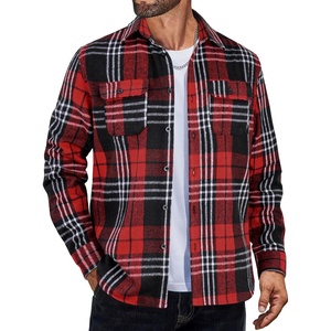 image:imageCOOFANDY Mens Flannel Shirts Long Sleeve Plaid Shirt Jacket Button Down Shirt with PocketsRed