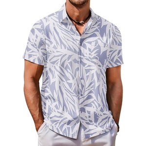 image:imageCOOFANDY Mens Hawaiian Shirt Short Sleeve Button Down Shirt Tropical Summer Beach ShirtLeaflight Purple