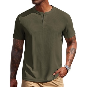 image:imageCOOFANDY Mens Henley Shirts Short Sleeve Texture Casual Button Henley Summer Classic Basic Tee ShirtsArmy Green