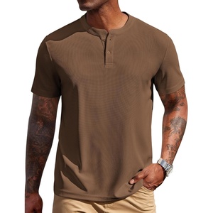 image:imageCOOFANDY Mens Henley Shirts Short Sleeve Texture Casual Button Henley Summer Classic Basic Tee ShirtsBrowm
