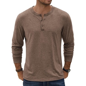 image:imageCOOFANDY Mens Henley TShirt Long Sleeve Casual Lightweight Pullover Shirts Soft Stretch Basic Tees Fall TopsBrown