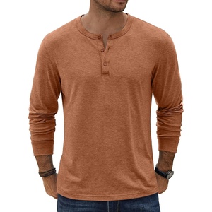 image:imageCOOFANDY Mens Henley TShirt Long Sleeve Casual Lightweight Pullover Shirts Soft Stretch Basic Tees Fall TopsCaramel