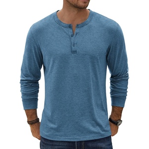 image:imageCOOFANDY Mens Henley TShirt Long Sleeve Casual Lightweight Pullover Shirts Soft Stretch Basic Tees Fall TopsDemin Blue