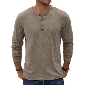 image:imageCOOFANDY Mens Henley TShirt Long Sleeve Casual Lightweight Pullover Shirts Soft Stretch Basic Tees Fall TopsKhaki
