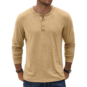 image:imageCOOFANDY Mens Henley TShirt Long Sleeve Casual Lightweight Pullover Shirts Soft Stretch Basic Tees Fall TopsLight Khaki