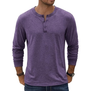 image:imageCOOFANDY Mens Henley TShirt Long Sleeve Casual Lightweight Pullover Shirts Soft Stretch Basic Tees Fall TopsPurple