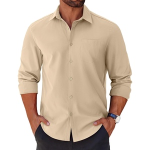 image:imageCOOFANDY Mens Long Sleeve Button Down Shirts Casual Untucked Shirts for Men Dress Shirts Beach Wedding ShirtsBeige