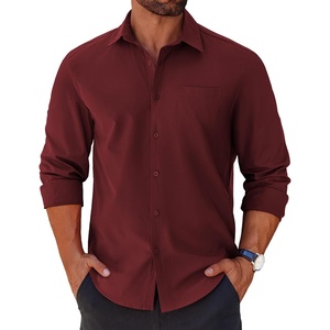 image:imageCOOFANDY Mens Long Sleeve Button Down Shirts Casual Untucked Shirts for Men Dress Shirts Beach Wedding ShirtsDark Red