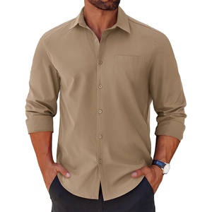 image:imageCOOFANDY Mens Long Sleeve Button Down Shirts Casual Untucked Shirts for Men Dress Shirts Beach Wedding ShirtsKhaki