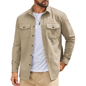 image:imageCOOFANDY Mens Long Sleeve Button Down Work Shirt with Flap PocketsLight Brown