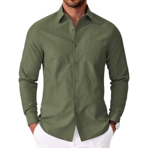 image:imageCOOFANDY Mens Oxford Shirt Long Sleeve Casual Button Down Shirts Soild Dress Shirts with PocketArmy Green