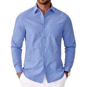 image:imageCOOFANDY Mens Oxford Shirt Long Sleeve Casual Button Down Shirts Soild Dress Shirts with PocketBlue