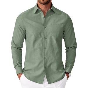 image:imageCOOFANDY Mens Oxford Shirt Long Sleeve Casual Button Down Shirts Soild Dress Shirts with PocketGreen