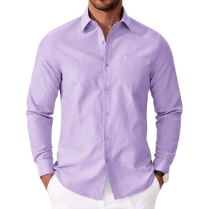 image:imageCOOFANDY Mens Oxford Shirt Long Sleeve Casual Button Down Shirts Soild Dress Shirts with PocketLavender