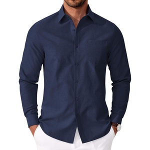 image:imageCOOFANDY Mens Oxford Shirt Long Sleeve Casual Button Down Shirts Soild Dress Shirts with PocketNavy Blue