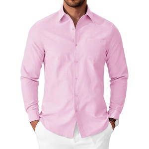 image:imageCOOFANDY Mens Oxford Shirt Long Sleeve Casual Button Down Shirts Soild Dress Shirts with PocketPink