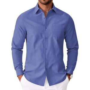 image:imageCOOFANDY Mens Oxford Shirt Long Sleeve Casual Button Down Shirts Soild Dress Shirts with PocketRoyal Azure