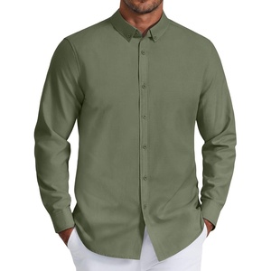 image:imageCOOFANDY Mens Oxford Shirt Long Sleeve Regular Fit Dress Shirt Casual Button Down Shirts for MenArmy Green
